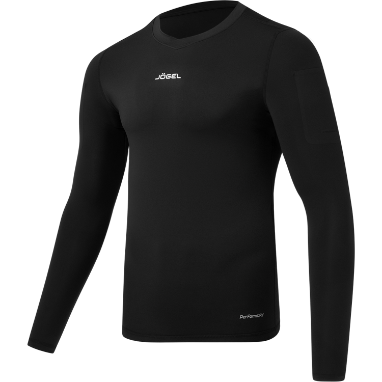 Футболка компрессионная с длинным рукавом судейская JÖGEL PerFormDRY Referee Baselayer Tee LS, черный Футболка компрессионная с длинным рукавом судейская JÖGEL PerFormDRY Referee Baselayer Tee LS, черный